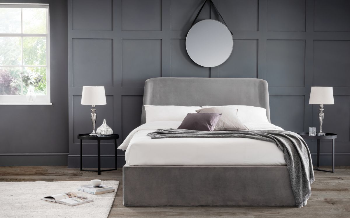 Grey Velvet Ottoman