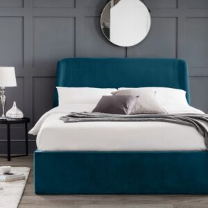 Teal Velvet Ottoman