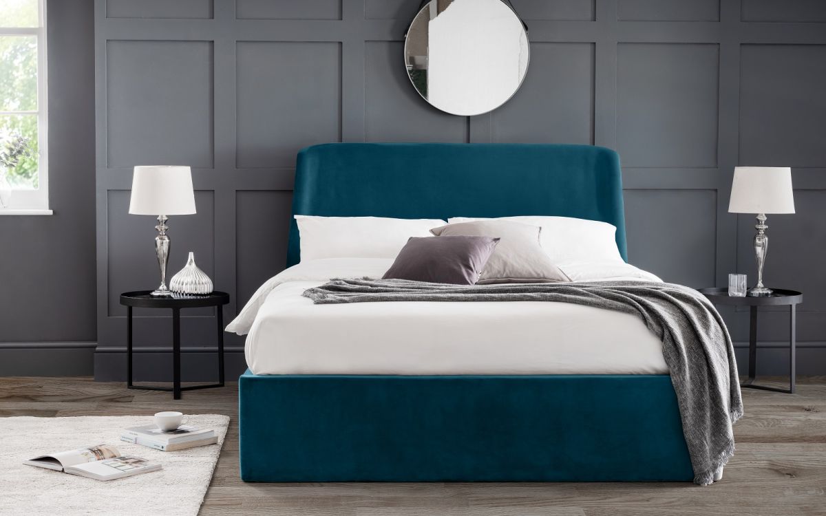 Teal Velvet Ottoman