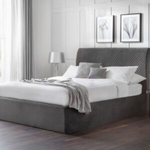 Grey Velvet Ottoman